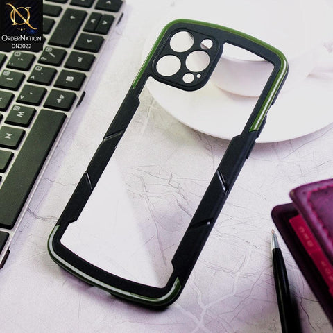 iPhone 12 Pro Cover - Green - Hybrid Style Color Soft Borders Transparent Back Camera Protection Case