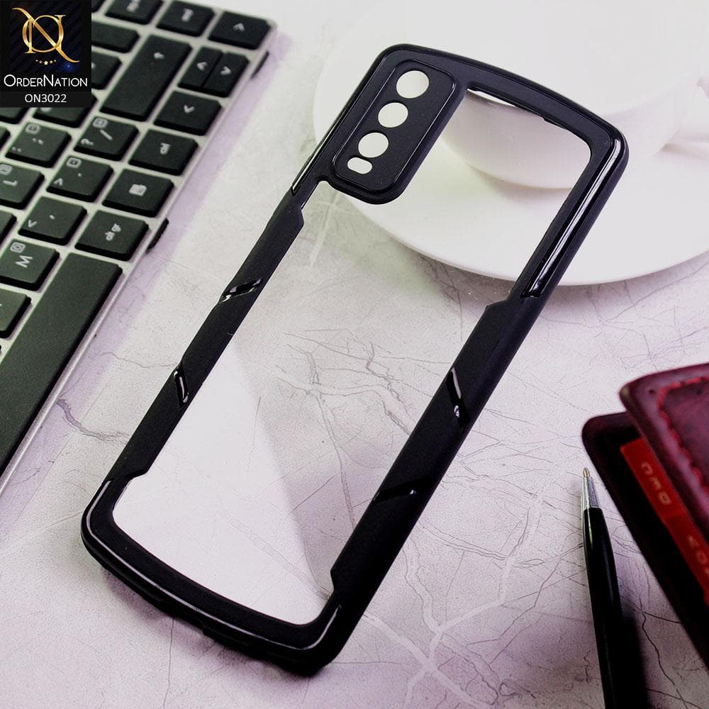 Vivo Y12s Cover - Black - Hybrid Style Color Soft Borders Transparent Back Camera Protection Case