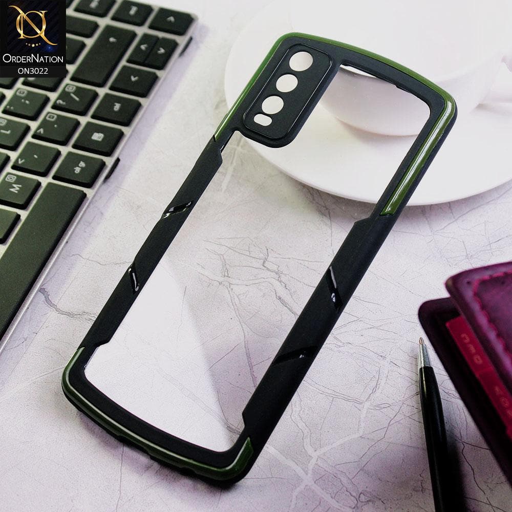 Vivo Y20s Cover - Green - Hybrid Style Color Soft Borders Transparent Back Camera Protection Case