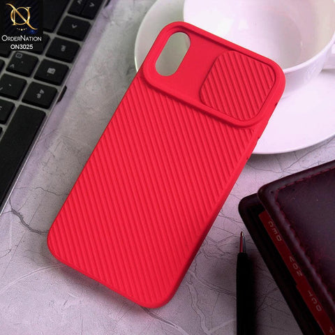 iPhone XR Cover - Red - Premium Quality Shock Proof Camera Slider Soft Case