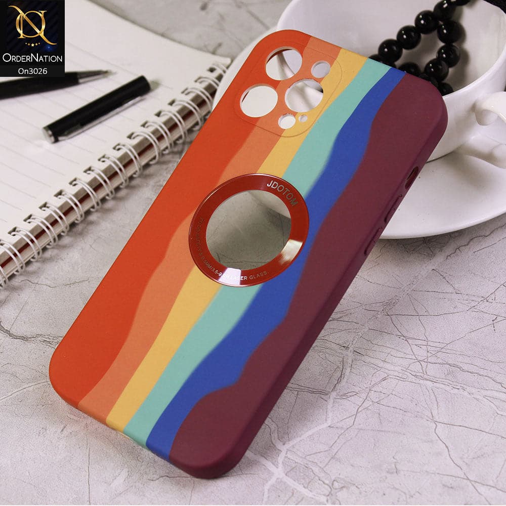 iPhone 12 Pro Cover - Orange - JDotom Soft Rainbow Series With Logo Hole Glass Protection Case