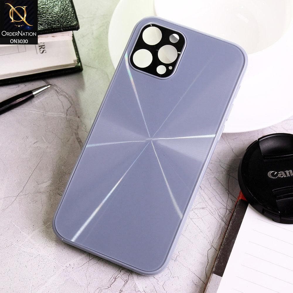 iPhone 12 Pro Cover - Gray - Radiant Diamond Ray Reflective Aluminum Furnish Soft Borders Glass Cases