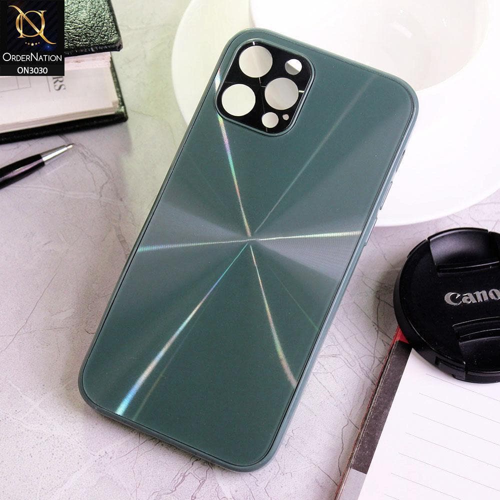 iPhone 12 Pro Cover - Green - Radiant Diamond Ray Reflective Aluminum Furnish Soft Borders Glass Cases