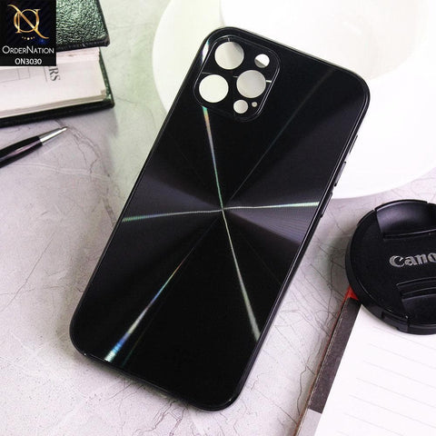 iPhone 12 Pro Max Cover - Black - Radiant Diamond Ray Reflective Aluminum Furnish Soft Borders Glass Cases