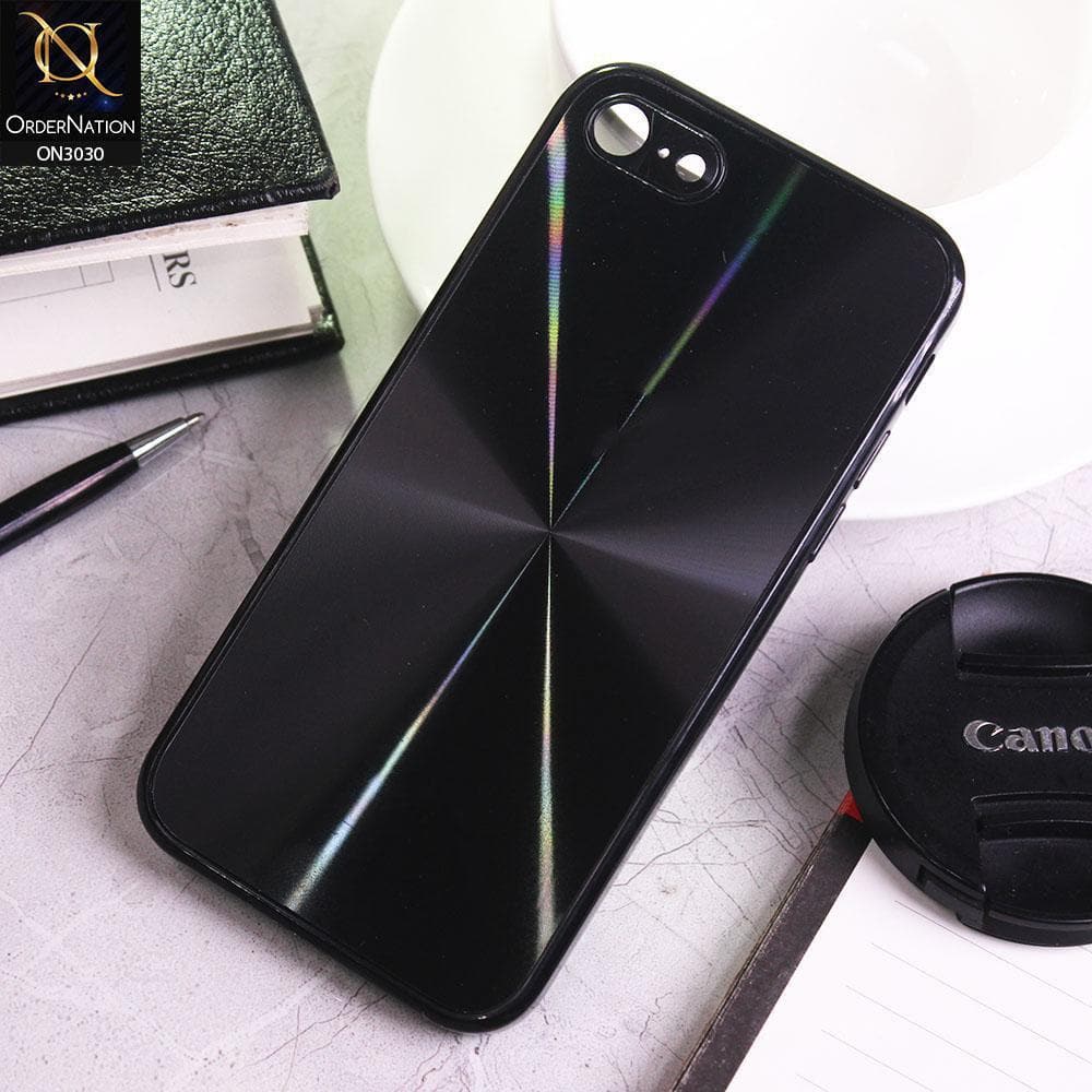 iPhone SE 2020 Cover - Black - Radiant Diamond Ray Reflective Aluminum Furnish Soft Borders Glass Cases