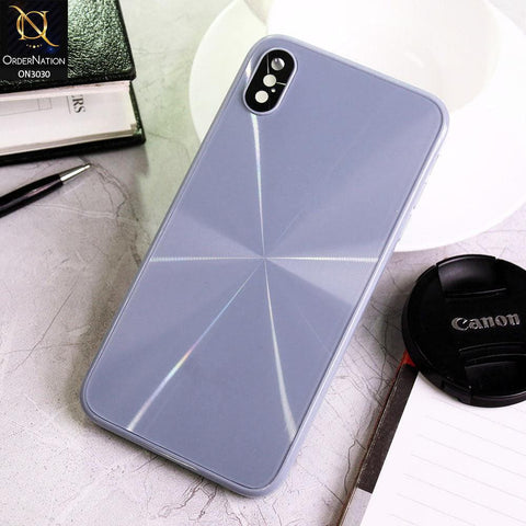 iPhone XS / X Cover - Gray - Radiant Diamond Ray Reflective Aluminum Furnish Soft Borders Glass Cases