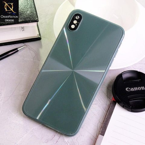 iPhone XS / X Cover - Green - Radiant Diamond Ray Reflective Aluminum Furnish Soft Borders Glass Cases