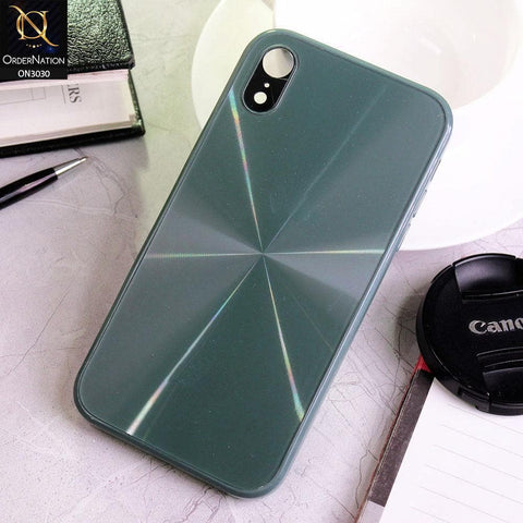 iPhone XR Cover - Green - Radiant Diamond Ray Reflective Aluminum Furnish Soft Borders Glass Cases