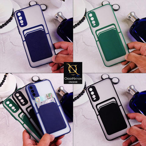 Vivo V21 Cover - Black - Translucent Camera Protection Soft Border Case With Card Holder