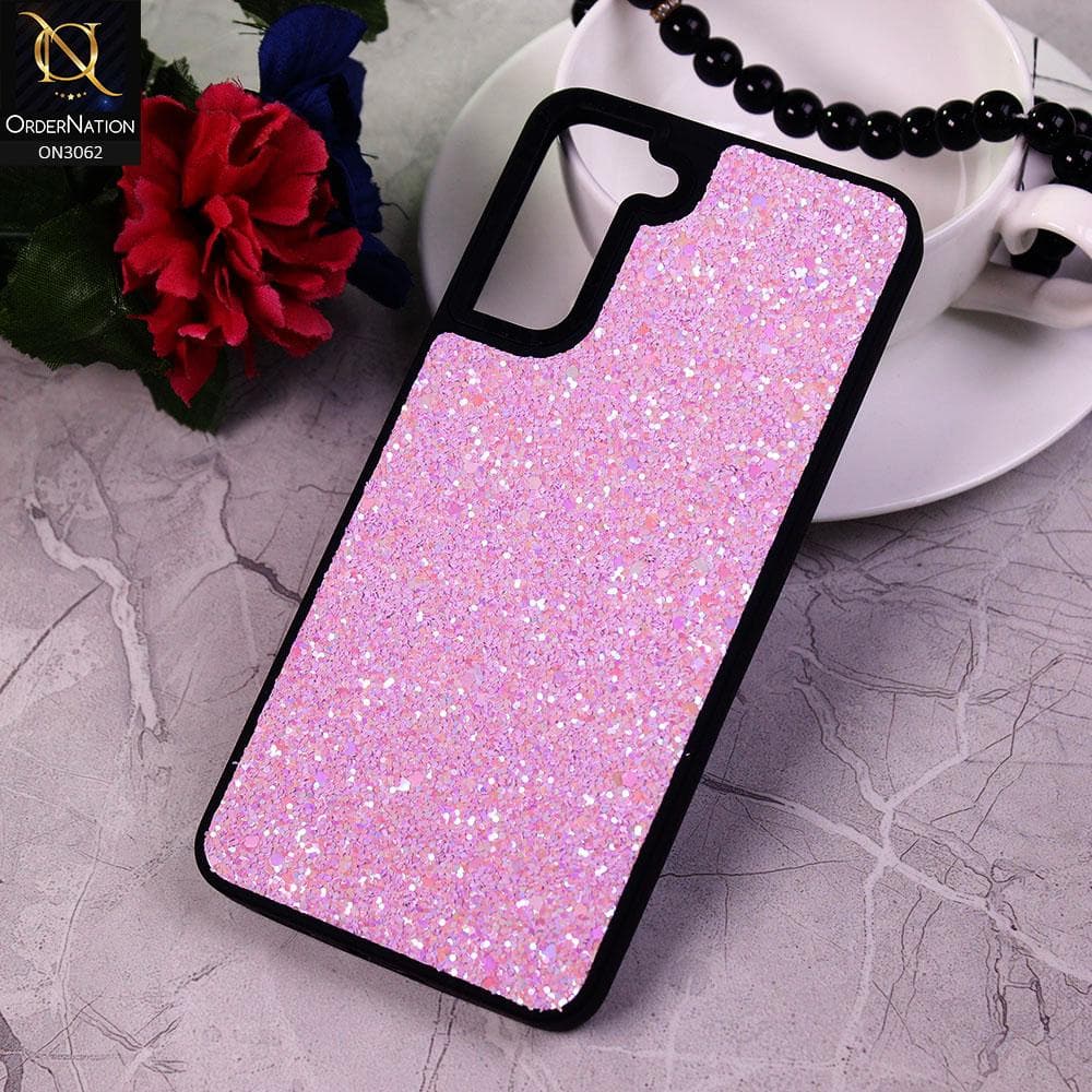 Samsung Galaxy S21 Plus 5G Cover - Purple - Sparking Rhinestones Glitter Bling Soft Border Case