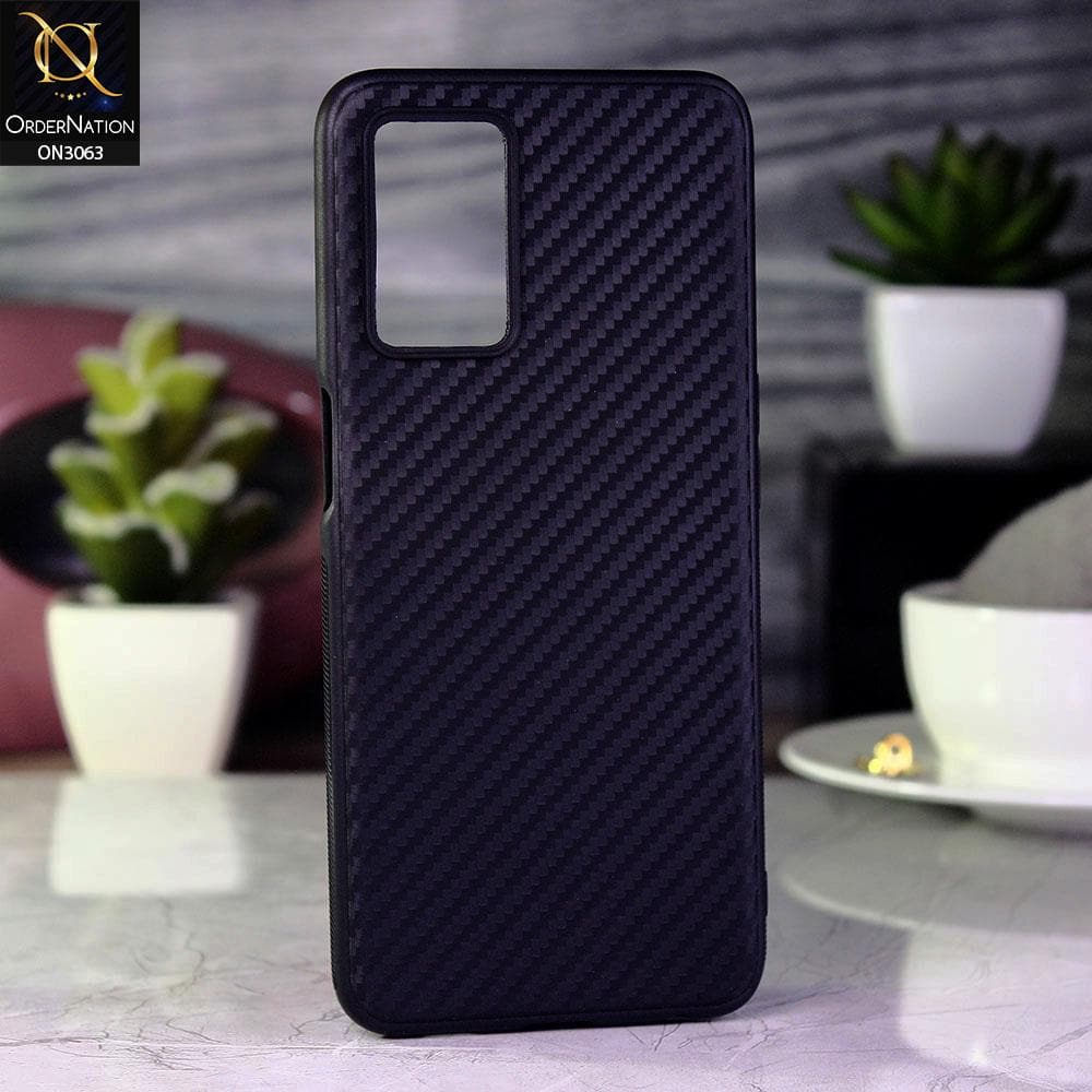 Oppo A16 Cover - Black - Carbon Fiber Camera Protection Soft Case