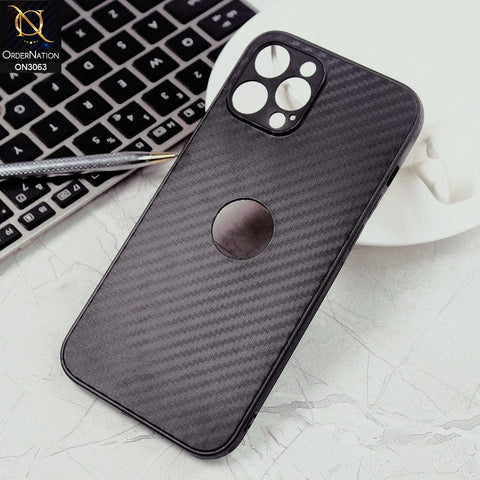 iPhone 12 Pro Max Cover - Black - Carbon Fiber Camera Protection Soft Case