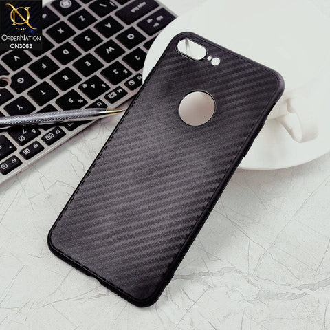 iPhone 8 Plus / 7 Plus Cover - Black - Carbon Fiber Camera Protection Soft Case