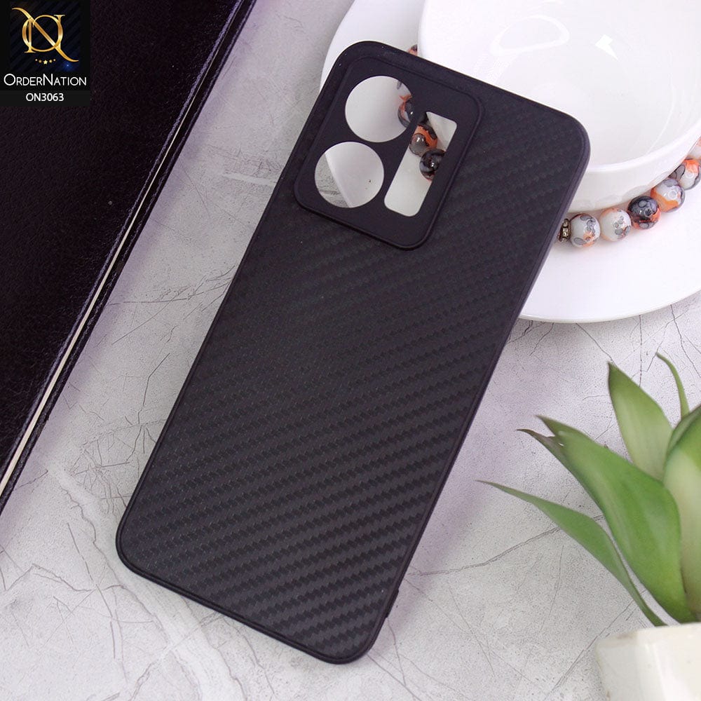 Vivo Y35 Cover - Black - Carbon Fiber Camera Protection Soft Case