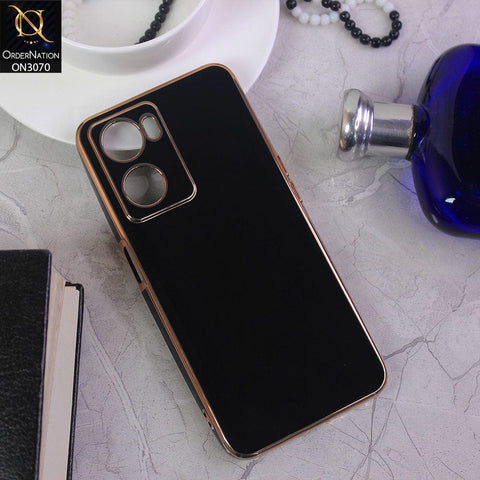 Oppo A57e Cover - Black - Side Colour Borders camera Protection Soft TPU Transparent Case