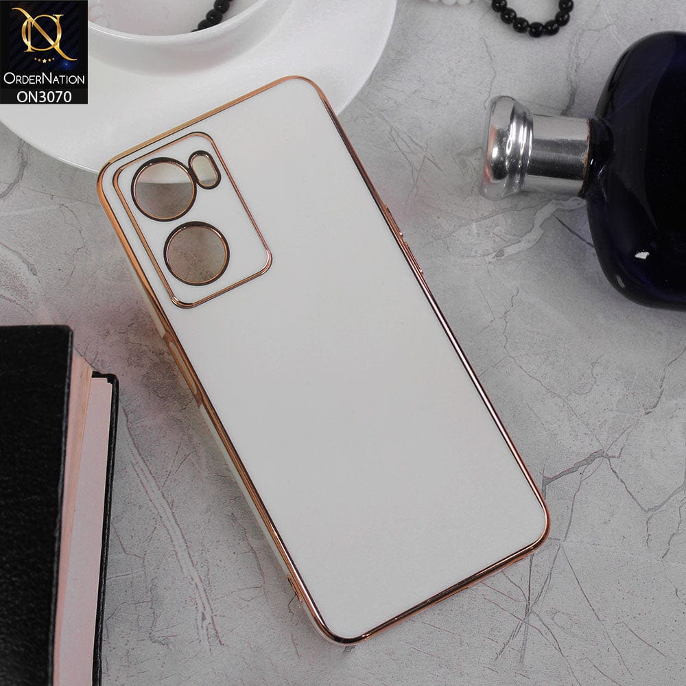 Oppo A57e Cover - White - Side Colour Borders camera Protection Soft TPU Transparent Case