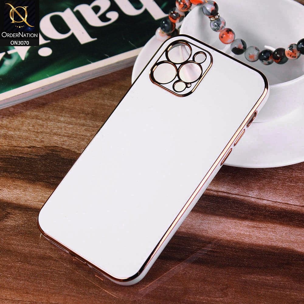 iPhone 12 Pro Cover - White - Electroplating Silk Shiny Soft Case With Camera Protection