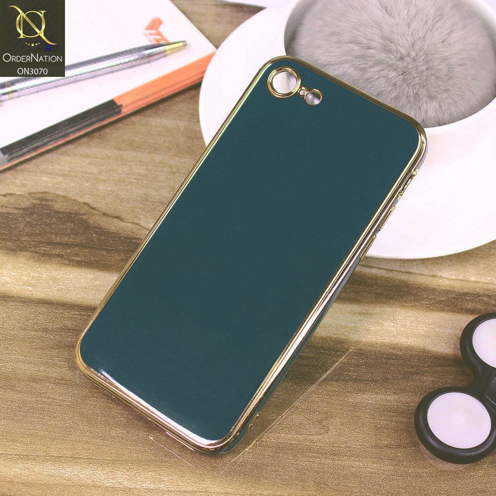 iPhone SE 2022 Cover - Dark Green - Electroplating Silk Shiny Soft Case With Camera Protection