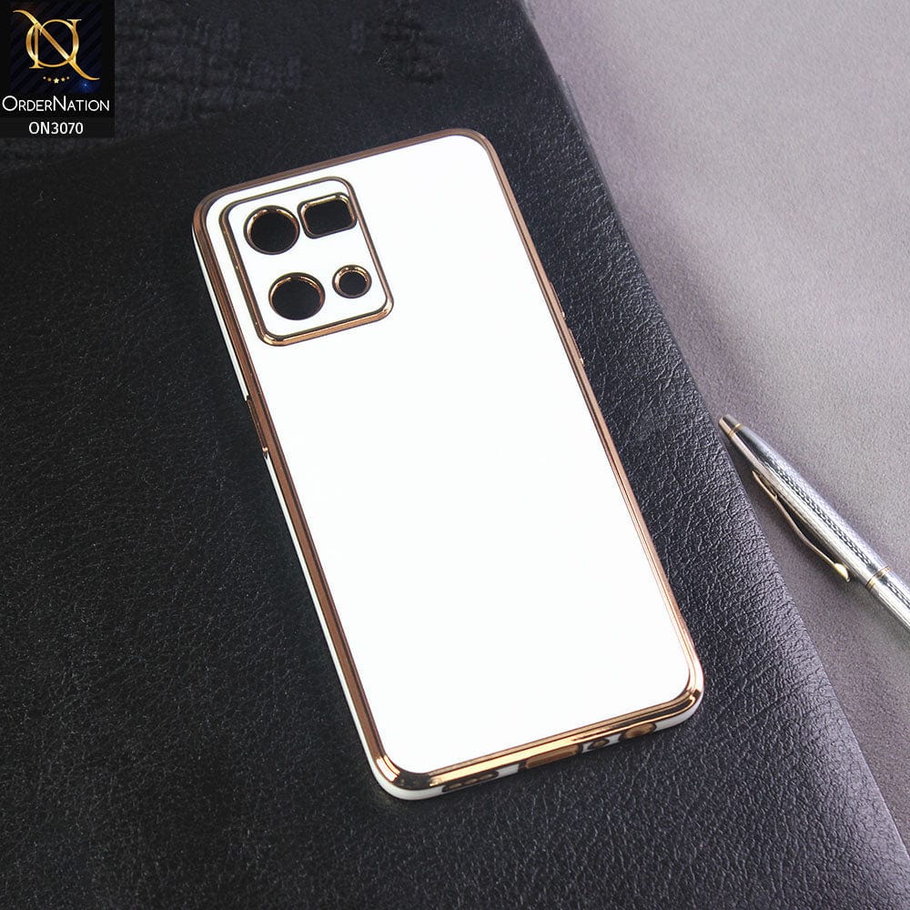 Oppo Reno 7 4G Cover - White - Electroplating Silk Shiny Soft Case With Camera Protection