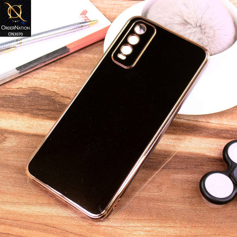 Vivo Y20i Cover - Black - Electroplating Silk Shiny Soft Case With Camera Protection