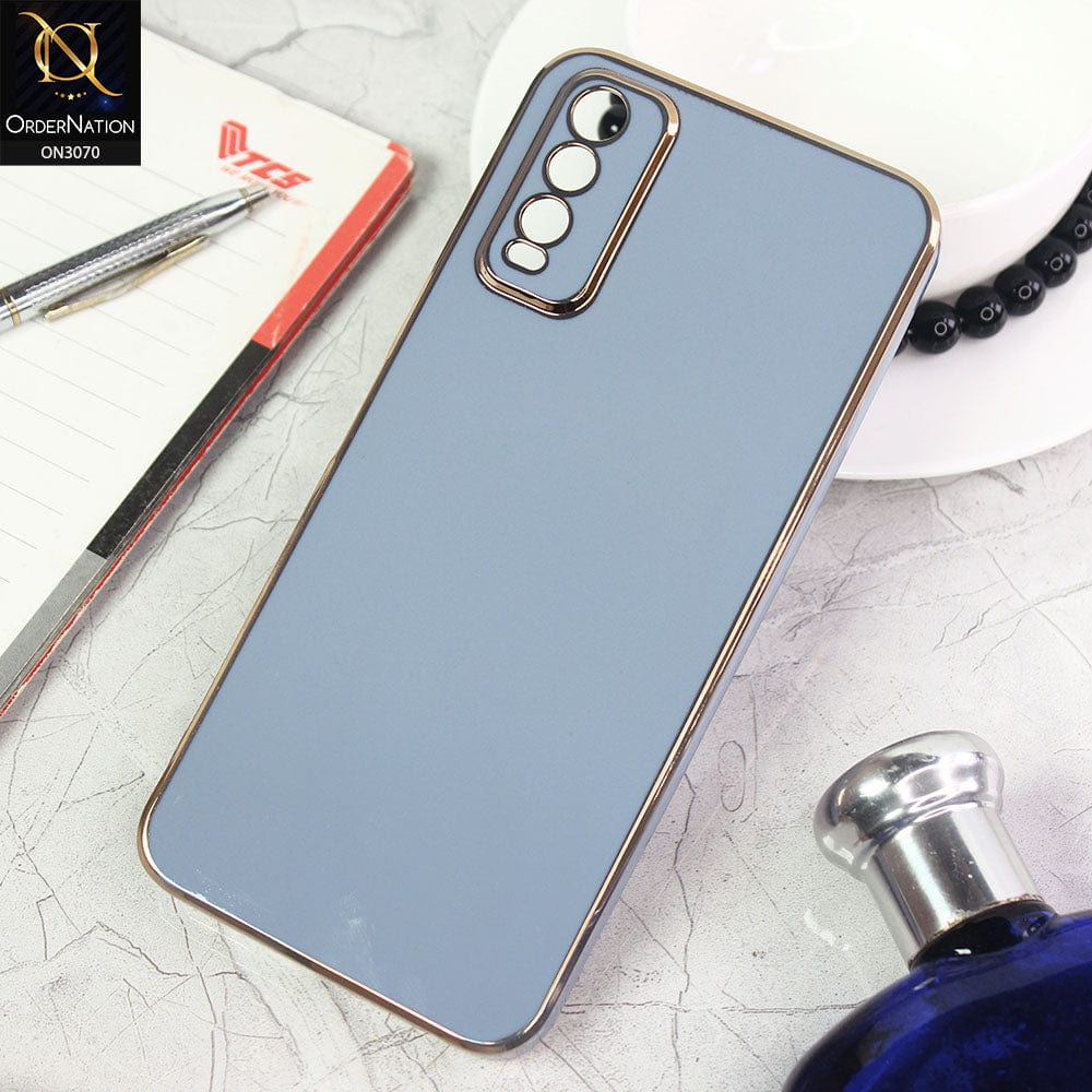 Vivo Y20i Cover - Sierra Blue - Electroplating Silk Shiny Soft Case With Camera Protection