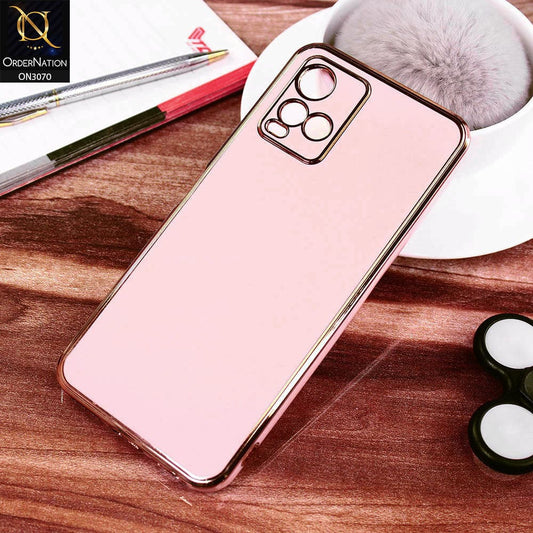 Vivo Y21s Cover - Pink - Electroplating Silk Shiny Soft Case With Camera Protection