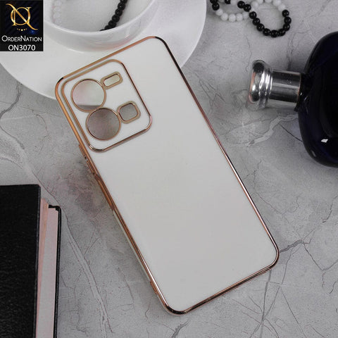 Vivo Y35 Cover - White - Side Colour Borders camera Protection Soft TPU Transparent Case