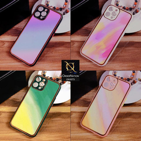 iPhone 12 Pro Max Cover - Design 3 - Rainbow Gradient Color Series Tempered Glass Soft Borders Case