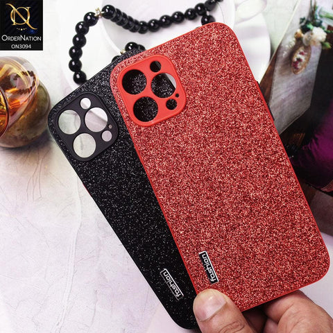 Oppo F19 Pro Cover - Red - Bling Sparking Glitter Back Shell Soft Border Camera Protection Case