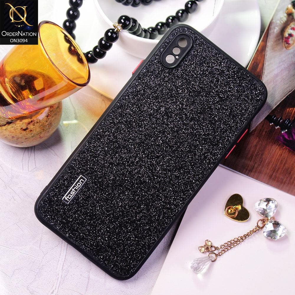 iPhone XS / X Cover - Black - Bling Sparking Glitter Back Shell Soft Border Camera Protection Case