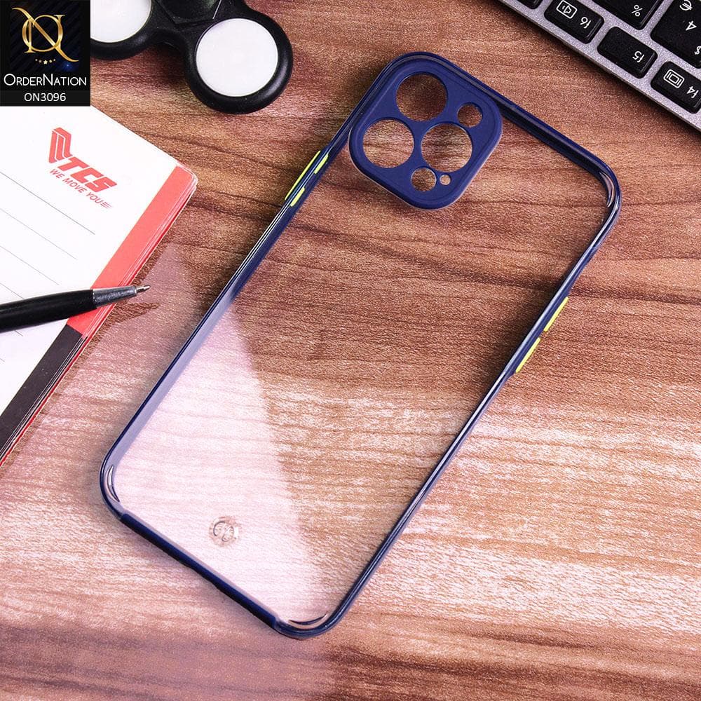 iPhone 12 Pro Cover - Blue - Soft Border Curved Diamond Clear Thin Case with Camera Protection