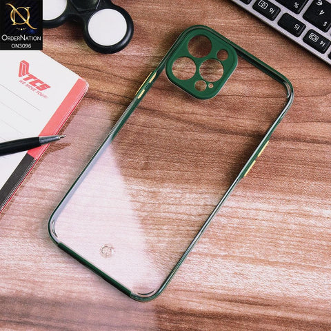 iPhone 12 Pro Max Cover - Green - Soft Border Curved Diamond Clear Thin Case with Camera Protection