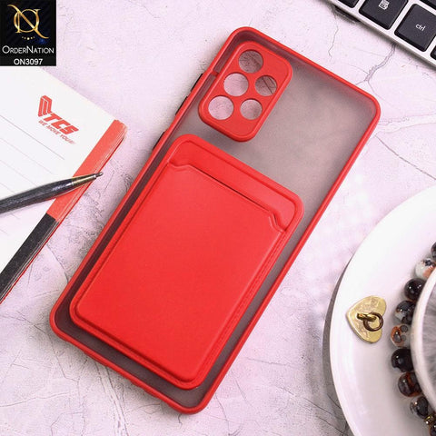Samsung Galaxy A32 4G Cover - Red - Translucent Camera Protection Soft Border Case With Card Holder