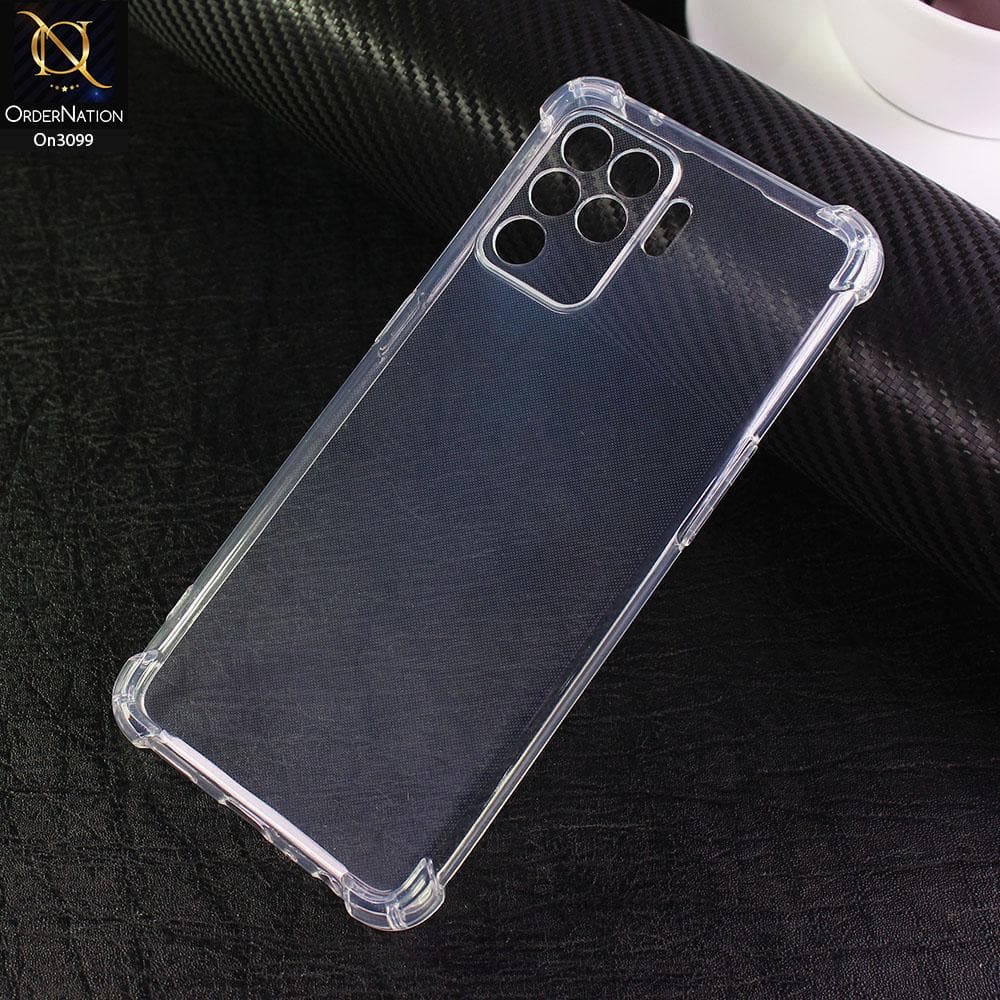 Oppo A94 Cover - Soft 4D Design Shockproof Silicone Transparent Clear Camera Protection Case