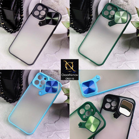 iPhone 12 Cover - Green - Fancy 360 Rotation Flip Mirror Camera Shutter Soft Borders Case