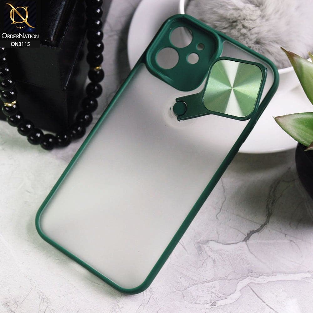 iPhone 12 Cover - Green - Fancy 360 Rotation Flip Mirror Camera Shutter Soft Borders Case