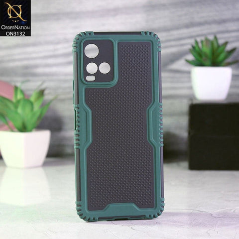 Vivo Y33s Cover - Green - Shockproff Dotted Hybrid Soft Case