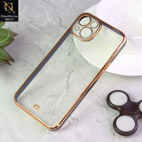 iPhone 14 Cover - Black - Eletroplating Soft Square Straight Edge Transparent Soft Case With Camera Protection