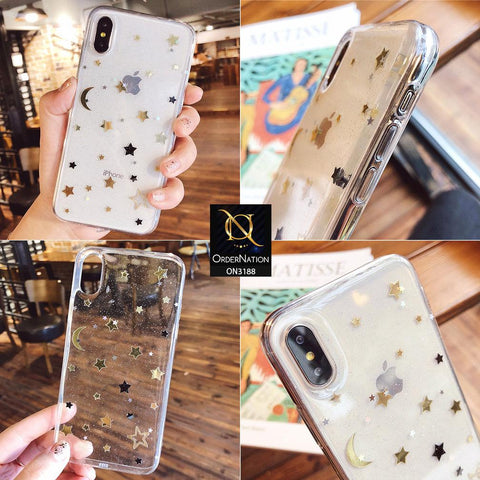 iPhone 12 Cover - Shinning Night Moon & Stars Clear Soft Case