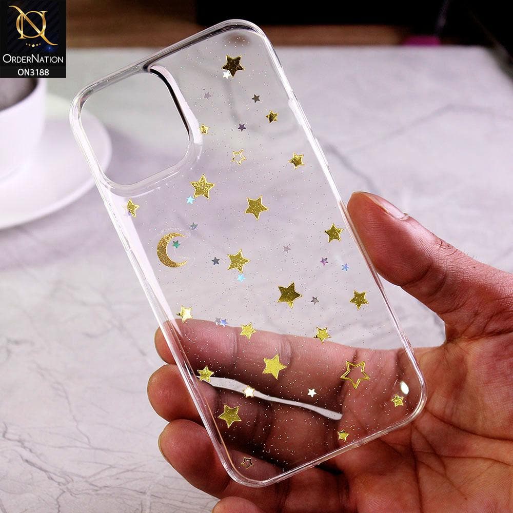 iPhone 11 Pro Max Cover - Shinning Night Moon & Stars Clear Soft Case