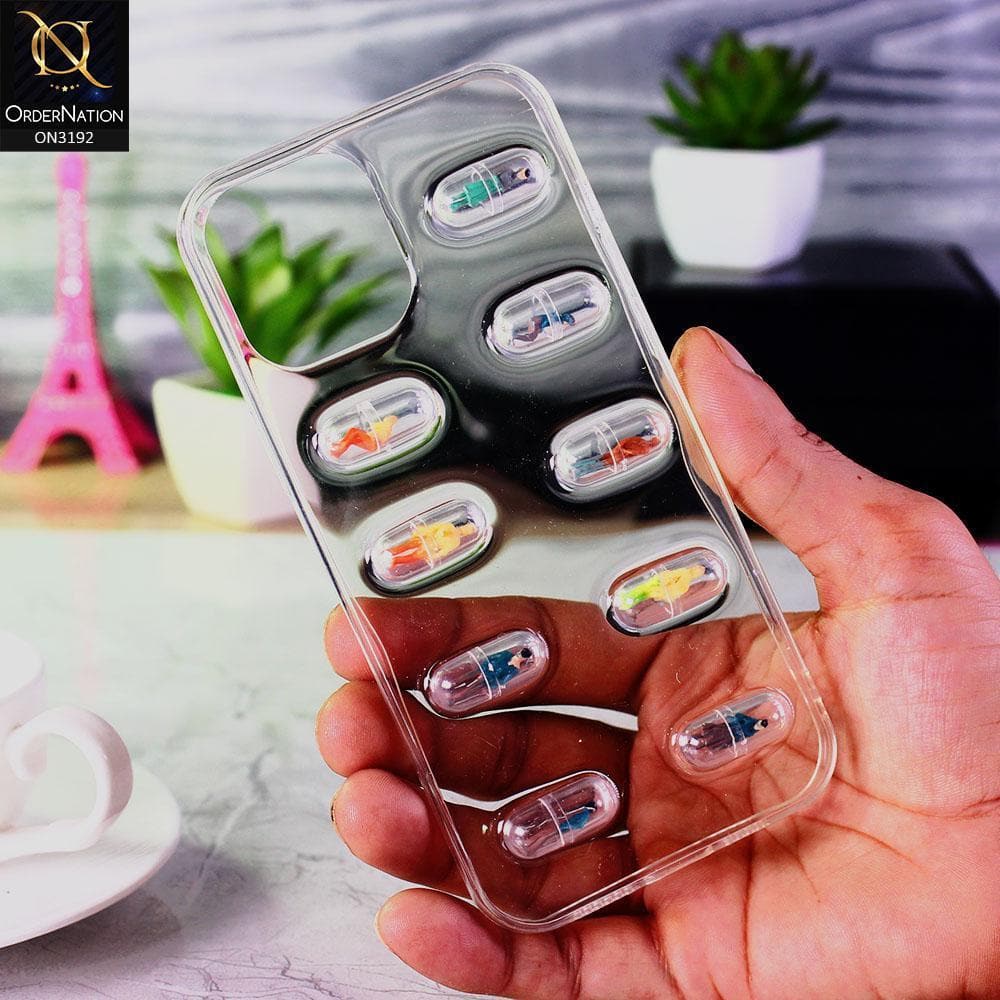 iPhone 12 Pro Cover - 3D Pill Capsule Doll Soft Silicone Clear Case