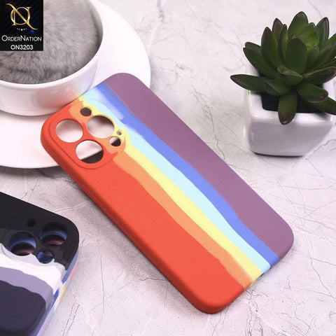 iPhone 13 Pro Cover - Multi - Rainbow Series Liquid Soft Silicon Case