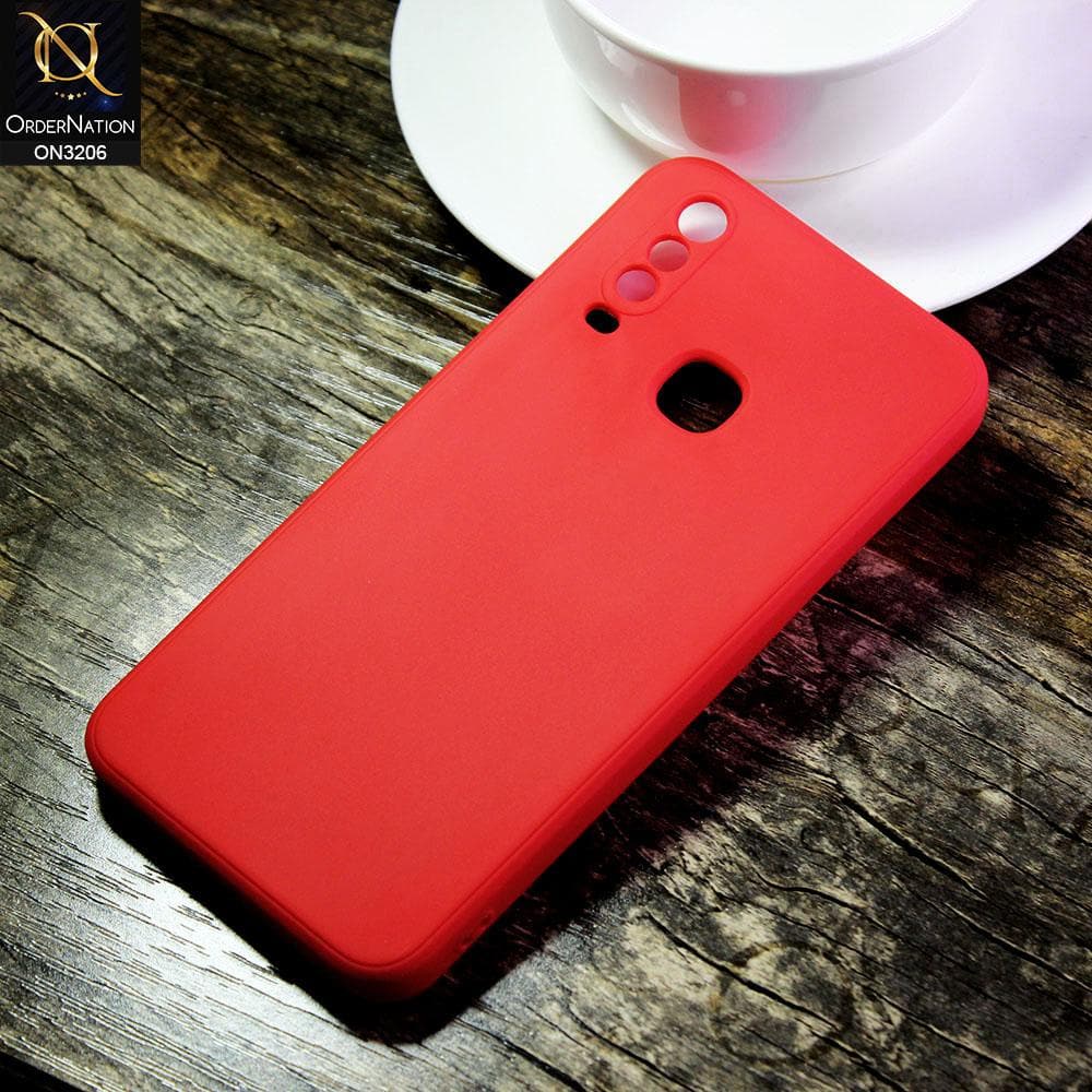 Vivo Y12 Cover - Red - Matte Candy Colour Soft Silicone Case