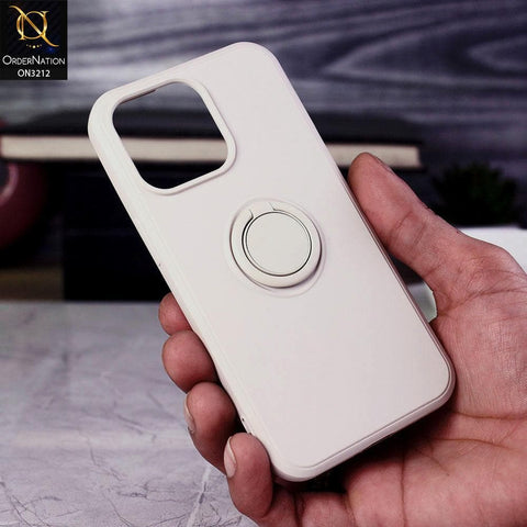 iPhone 13 Pro Max Cover - White - Soft Candy Colour Camera Protection Ring Holder Case