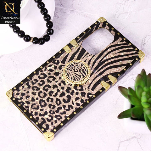 Xiaomi Redmi K40 Pro Cover - Design 1 - Trendy Stripes Pattern Golden Square Case With Matching Bling Ring Holder