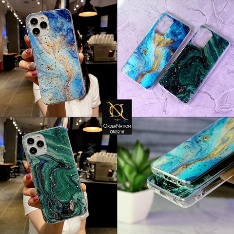 Xiaomi Redmi Note 10 4G Cover - Blue - New Foil Glitter Marble Pattern Soft Case