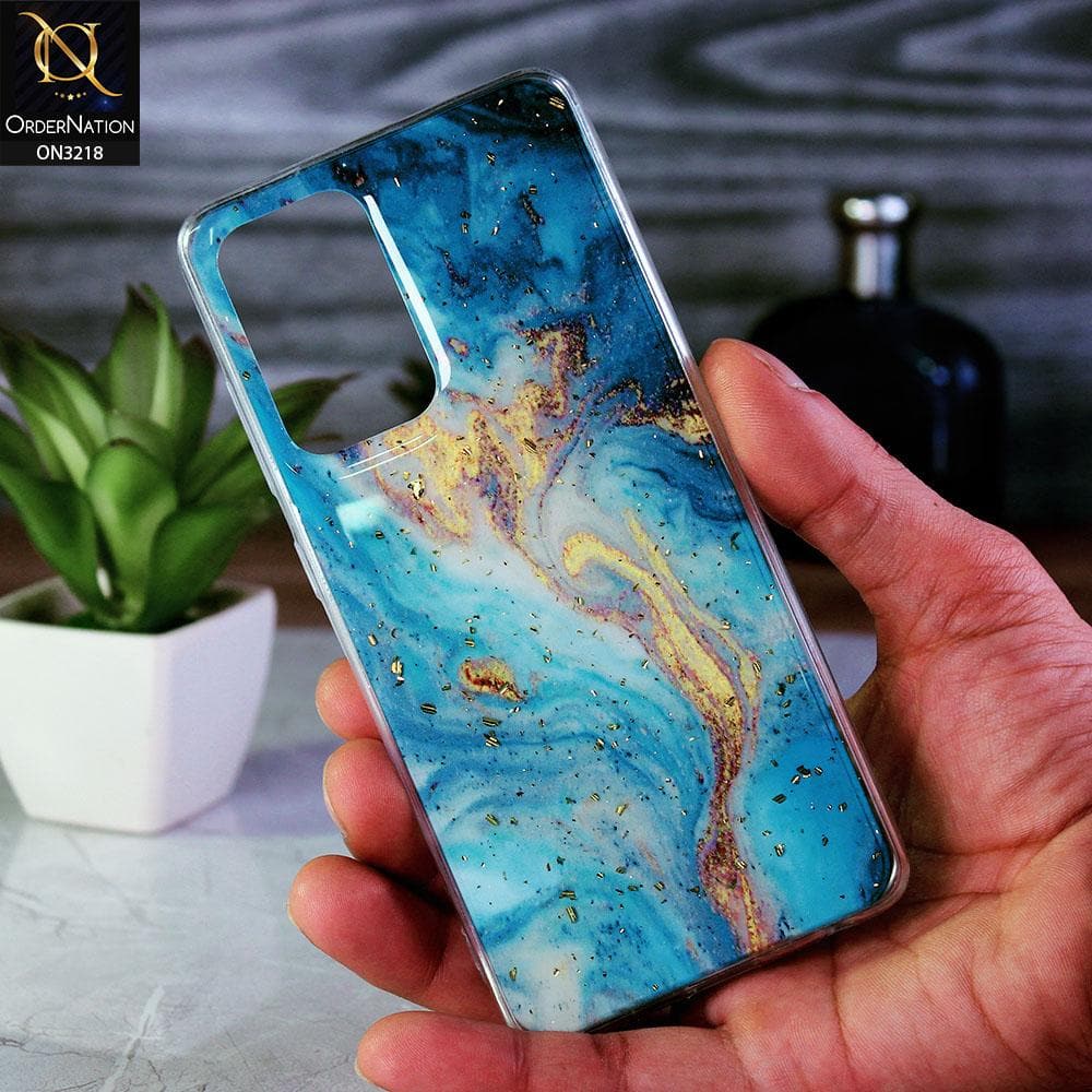Samsung Galaxy A52s 5G Cover - Blue - New Foil Glitter Marble Pattern Soft Case