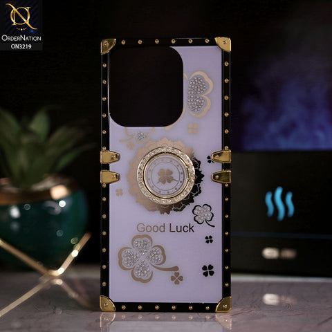 Infinix Hot 40i Cover - Light Purple -  Square Bling Diamond Glitter Soft TPU Trunk Case with Ring Holder