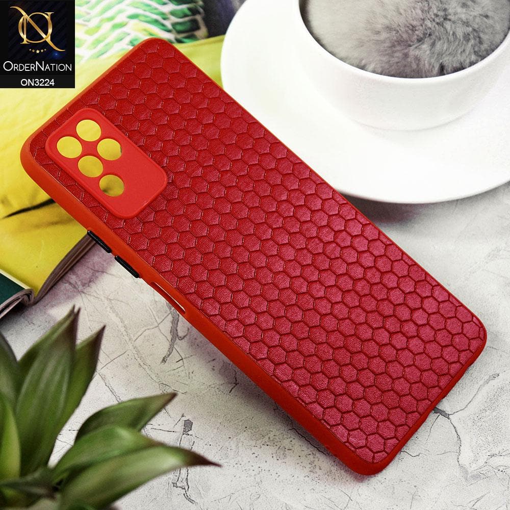 Infinix Note 10 Cover - Red - Hexagon Shape Hive Grid Pattern Tpu Soft Cases