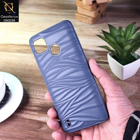 Tecno Pop 4 Cover - Blue - Wavy Lines Soft Silicone Camera Protection Cases